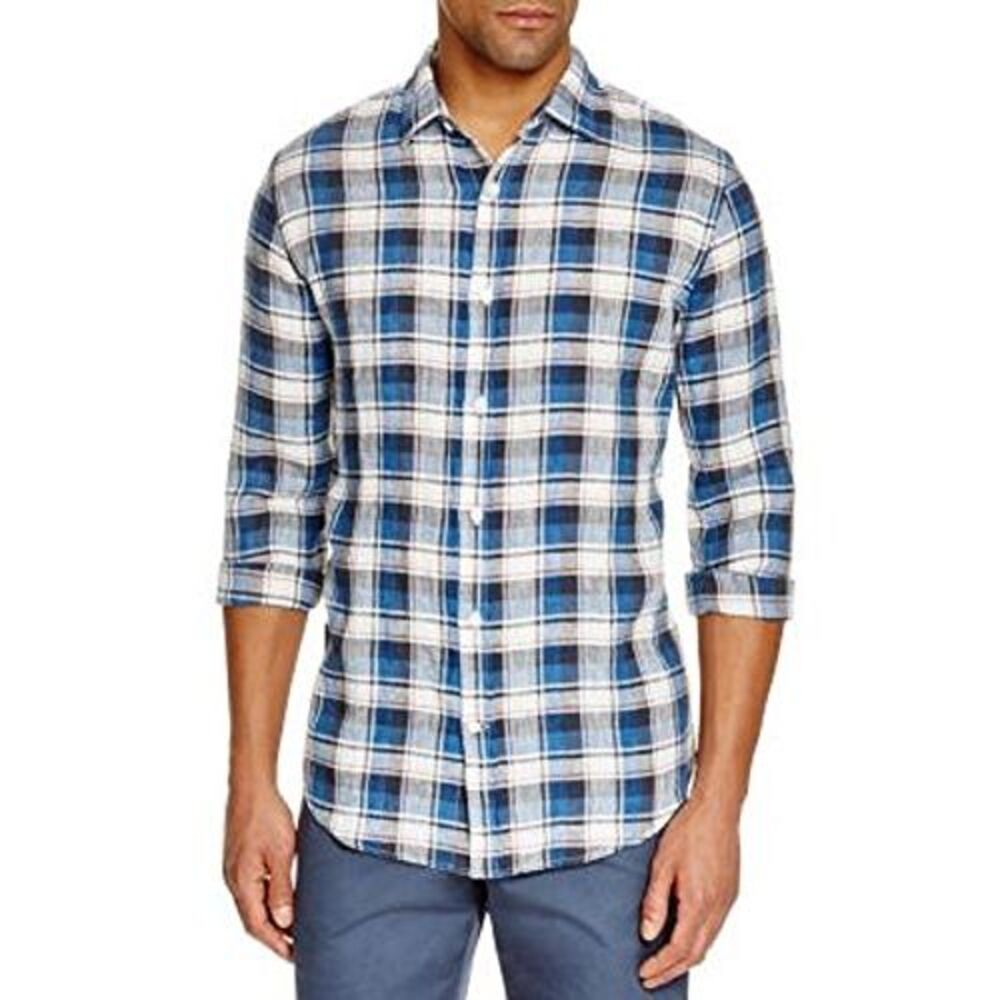 Plaid Linen Button-Down Shirt